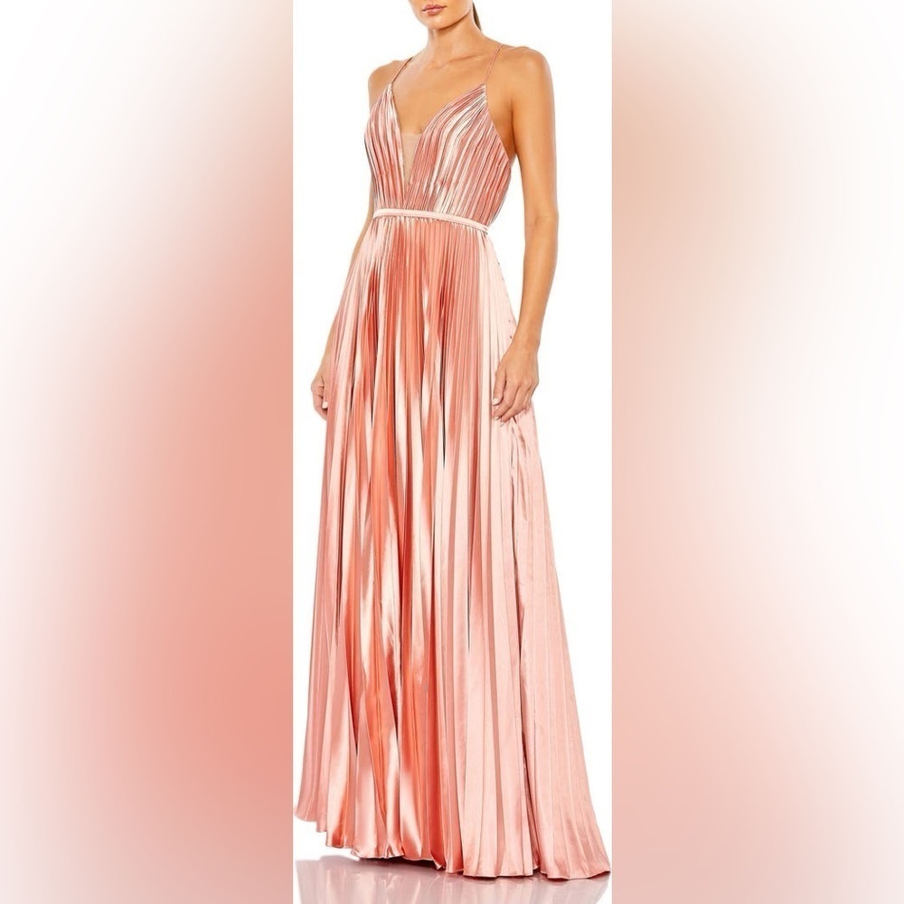 NEW Ieena by Mac Duggal Pleated Ballgown Rose Gold 6